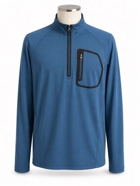 REI Large Blue Quarter Zip Pullover Stretch Trail Hiking Top